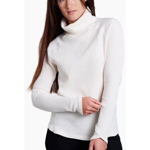 Kuhl Petra Turtleneck Top In See Salt Women's XL Waffle Thermal Hiking Off White